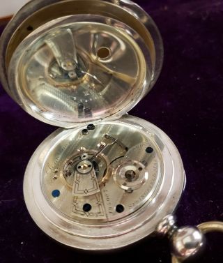 Vintage 4oz Coin Silver Hampden Continental Keywind Pocket Watch 7