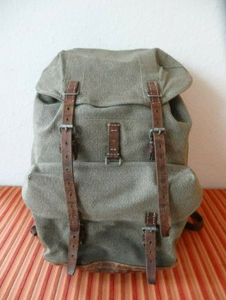 Perfect Swiss Army Military Backpack Rucksack 1966 Ch Canvas Salt & Pepper 66