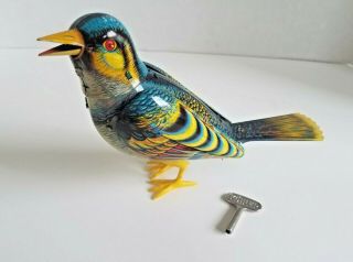 Vintage Tin Wind Up Toy - Western Germany - Singing Bird