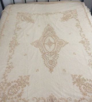 Antique Vintage Tambour Netted Lace Coverlet/spread,  Stunning Embroidery
