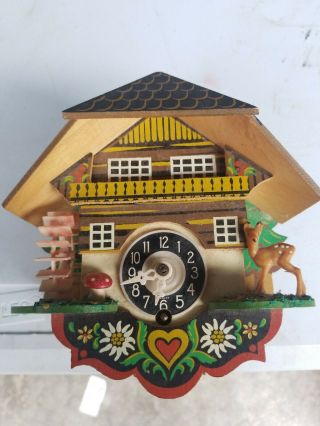 Vintage Cuckoo Clock West Germany Or Repairs Mushroom/deer