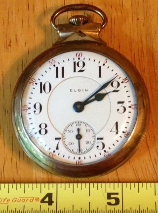 1907 Elgin B.  W.  Raymond Pocket Watch,  19j. ,  Size 18,  Nawco 14k Gold Filled Case