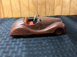 1930 ' s Schuco Akustico 2002 Tin Windup Toy Car Germany Pre - War RARE Brown Look 3