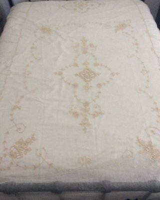 Antique Vintage Tambour Net Lace Coverlet/spread,  Twin,  Stunning