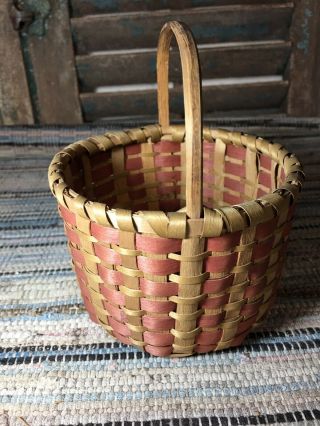 Sweet Old Antique Chippewa Native American Indian Basket With Provenance Aafa