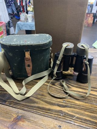 Vintage Ww2 Wwii Yashima Binoculars With Case