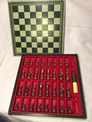 Italfama Chess Set Classic Metal Gold And Silver Color Staunton Style Italy
