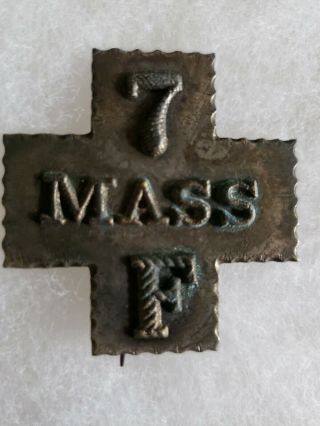 Civil War 7f Massechuetts 6th Corps Badge Embroidered Letters And Number