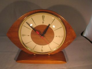 Vintage Smiths Mantle Desk Clock Glass Face Wood Casing From England Not