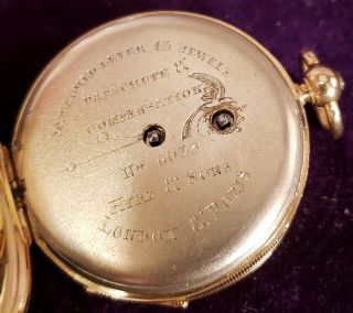 Rare Vintage Hyde & Sons 18k Solid Gold 15j Detached Lever Pocket watch 6