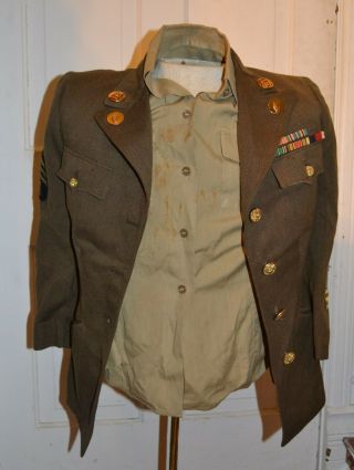 Ww2 Wac Woman’s Uniform Jacket & Undershirt 1st Army W/ Laundry Number Size 12s
