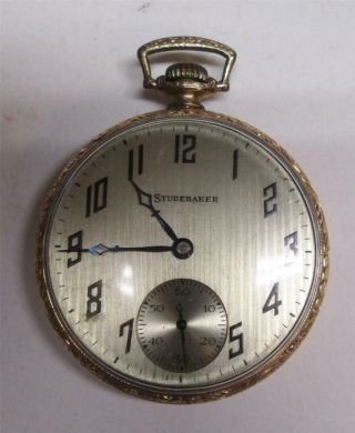 STUDEBAKER SOUTH BEND 21 JEWELS 14k GF ELGIN CASE POCKET WATCH 8 ADJ 2