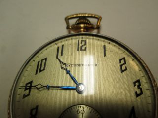 STUDEBAKER SOUTH BEND 21 JEWELS 14k GF ELGIN CASE POCKET WATCH 8 ADJ 4