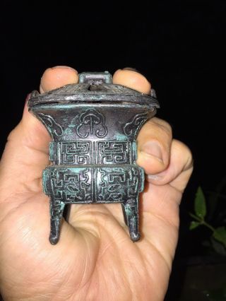 Vintage Chinese Pagoda Pot Belly Stove Cast Iron Metal Incense Burner 3/2 ❤️j8