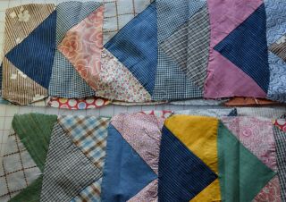 4589 63 large Antique/Vintage Flying Geese quilt blocks,  1900 - 50 ' s,  huge variety 6