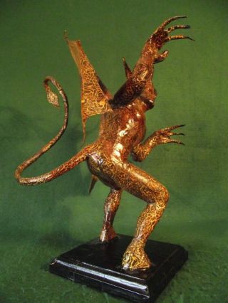 Unusual FolkArt Demon Sculpture Occult Devil Satan Figure Antique Vintage Style 2