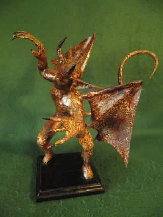 Unusual FolkArt Demon Sculpture Occult Devil Satan Figure Antique Vintage Style 4