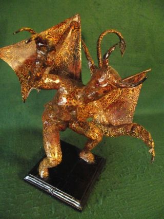 Unusual FolkArt Demon Sculpture Occult Devil Satan Figure Antique Vintage Style 6