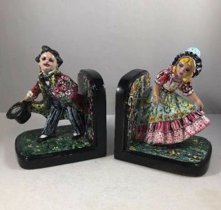 Antique Nuart Creations Inc.  Cast Bookends Gentleman And Lady