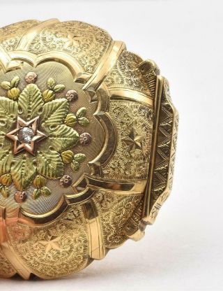 Antique 14k Multi color Yellow Green Pink Gold scalloped HC boxed Waltham 17jl 5