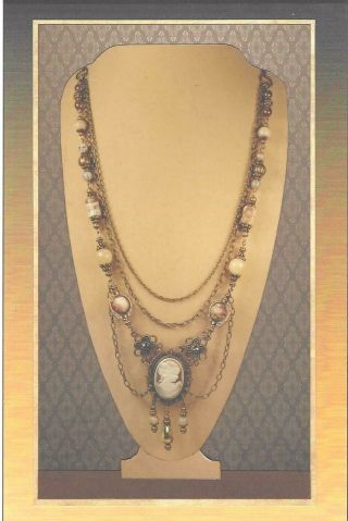 Antique Chain & Gemstone Cameo Festoon Victorian Tudor Revival Necklace 7642