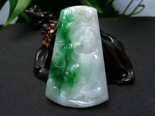 100 Natural Jade A Goods Hand - Carved Guanyin Amulet Pendant 733