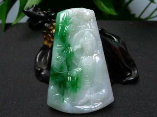 100 natural jade A goods hand - carved Guanyin amulet pendant 733 3