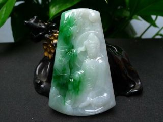 100 natural jade A goods hand - carved Guanyin amulet pendant 733 4
