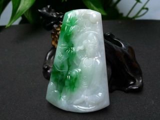 100 natural jade A goods hand - carved Guanyin amulet pendant 733 5