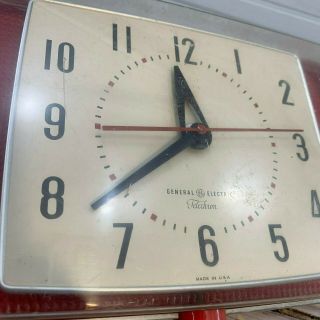 Vintage General Electric Telechron Wall Clock 2H105 Red 2