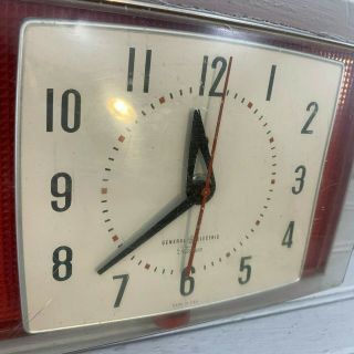 Vintage General Electric Telechron Wall Clock 2H105 Red 3