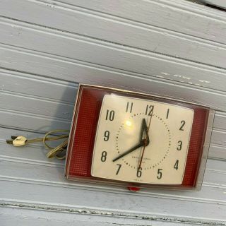 Vintage General Electric Telechron Wall Clock 2H105 Red 8