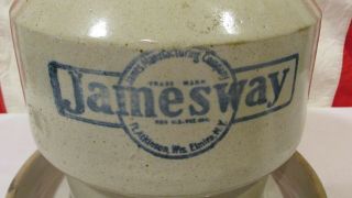 Antique Vintage Stoneware Jamesway Chicken Waterer Feeder Farm Advertising Crock 3