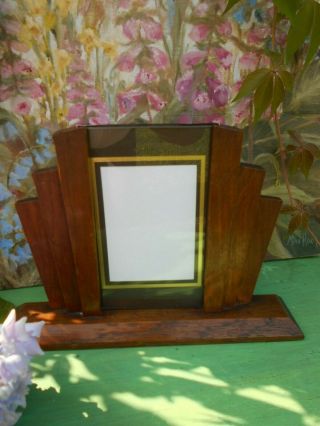 Art Deco Wood & Glass Photo Frame Double Sided.