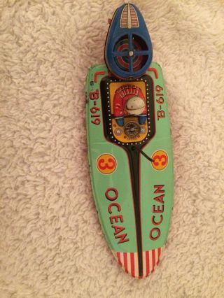 Bandai B - 619 3 Ocean Tin Wind Up Boat Made In Japan