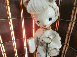 Wild 1950 ' s TV Lamp Geisha Girls with Poodles,  Fiberglass Shade - Great 6