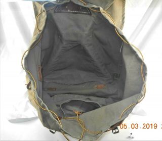 vintage large canvas backpack rucksack w/leather straps aluminum frame very rare 3