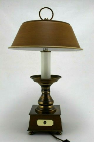 Vtg Tell City Chair Antique Yellow Brass Tole Library Reading Table Lamp A4420