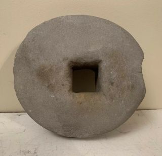 Antique 6.  5 " Grinding Stone Round Wheel Sandstone Sharpener Decor Primitive