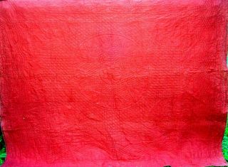 Vintage Solid Red Quilt Hand Quilted 64 " X 82 "