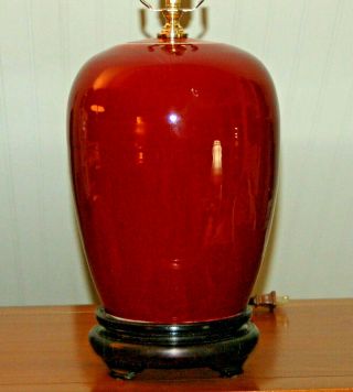 Chinese Sang De Boeuf Lamp Porcelain Ginger Jar Oxblood Red Monochrome Lamp Q