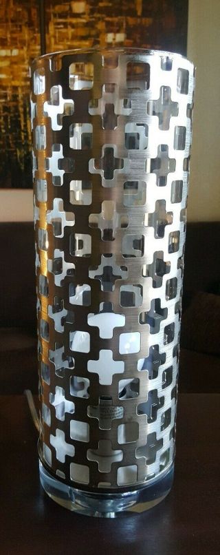 Mid - Century Styled Acrylic/glass/stainless Steel Table Accent Cylinder Lamp