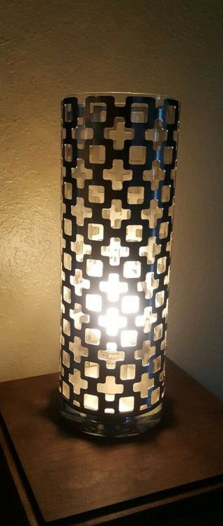 Mid - Century Styled Acrylic/Glass/Stainless Steel Table Accent Cylinder Lamp 2