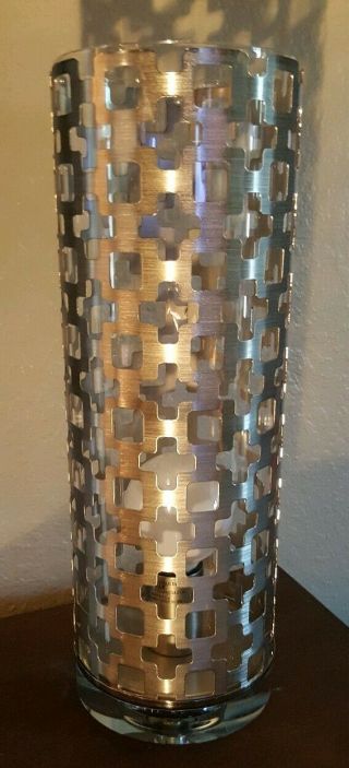 Mid - Century Styled Acrylic/Glass/Stainless Steel Table Accent Cylinder Lamp 3