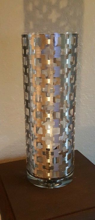 Mid - Century Styled Acrylic/Glass/Stainless Steel Table Accent Cylinder Lamp 6