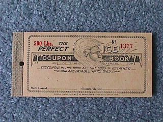 500 Lbs.  The PERFECT ICE COUPON BOOK Lincoln,  Nebraska Old Stock NOS 2