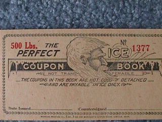 500 Lbs.  The PERFECT ICE COUPON BOOK Lincoln,  Nebraska Old Stock NOS 3