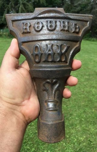 Antique Round Oak Cast Iron Parlor Stove Single Leg - Advertising - Part