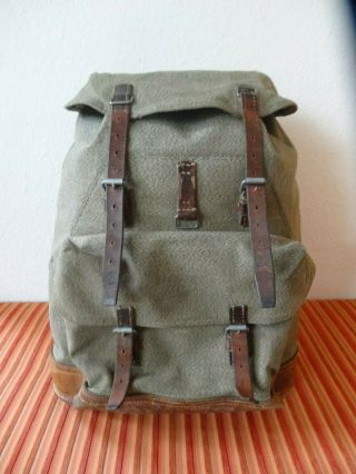 Perfect Swiss Army Military Backpack Rucksack 1964 Ch Canvas Salt & Pepper 64