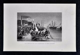 1865 Civil War Print Packet Landing Demand For Surrender Orleans Louisiana
